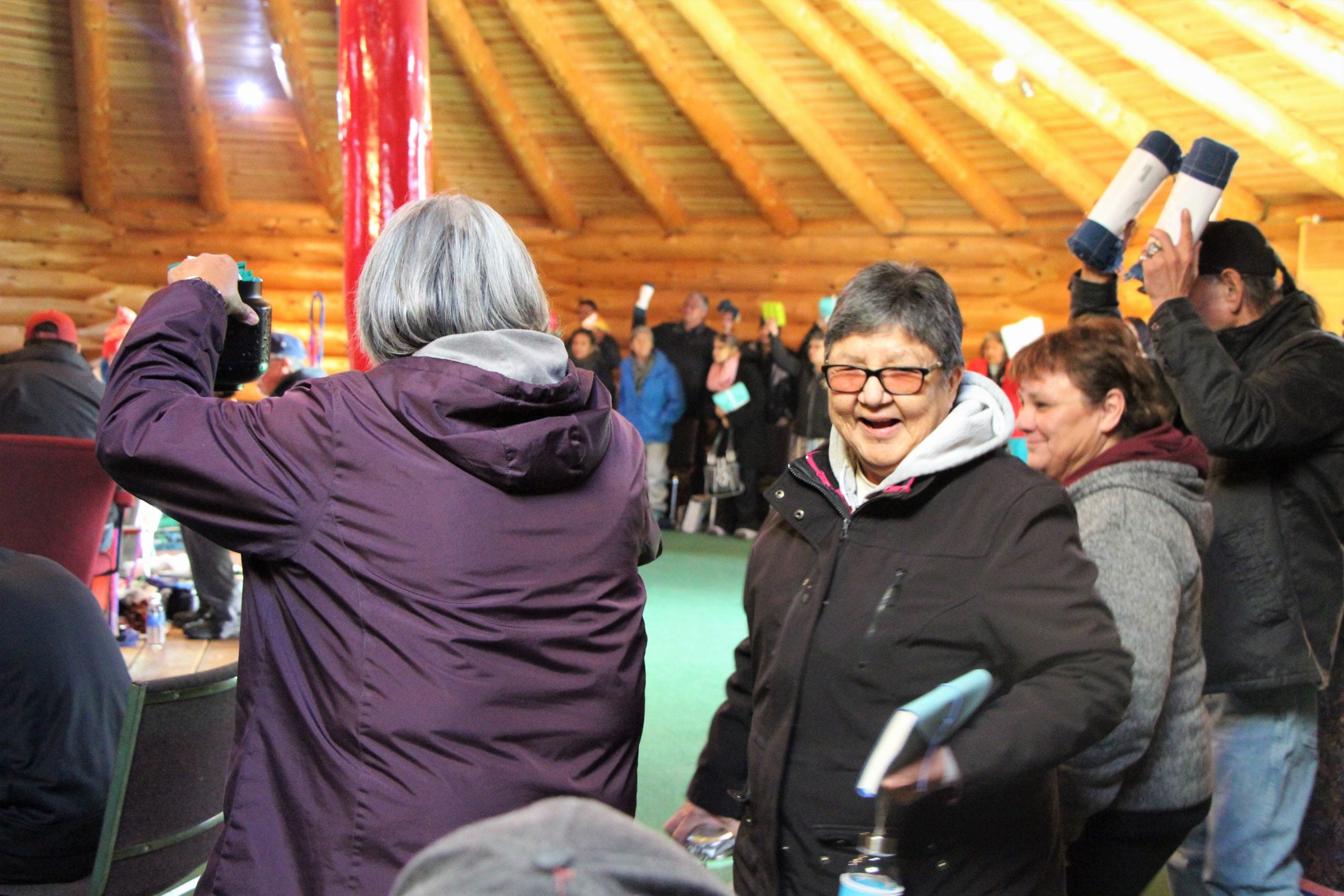 Elders in a circle in the roundhouse